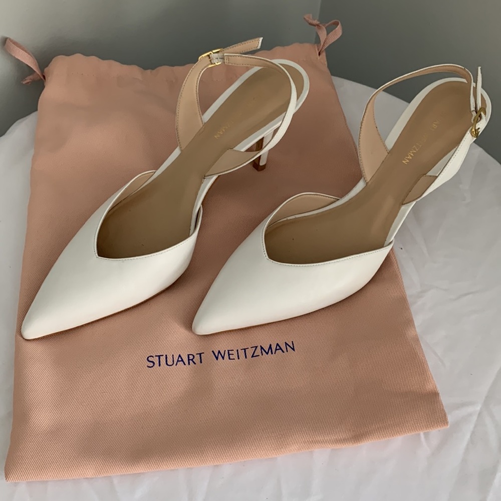 Stuart Weitzman White Strap Pump 8.5